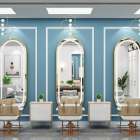 Fournisseur d'usine, mobilier de salon de coiffure professionnel, station de coiffure, miroir de salon mural avec éclairage LED intelligent