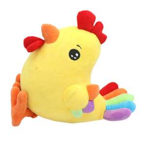 도매 애완 동물 액세서리 봉제 인형 동물 귀여운 수탉 삐걱 거리는 장난감 부드러운 수탉 노란색 무지개 꼬리 치킨 씹는 개 장난감 - Product Image 6