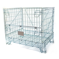 Conteneur de stockage pliable en treillis métallique, grande capacité, cage métallique, caisse à palettes avec roues pour entrepôt, logistique de détail