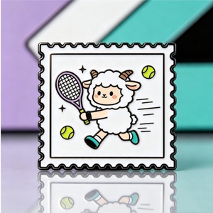 Großhandel Maßgefertigte Schaf-Stempel-Brosche Cartoon Sport Emaille-Abzeichen Skateboard Basketball Laufen Radfahren Tennis Vergoldet - Product Image 5