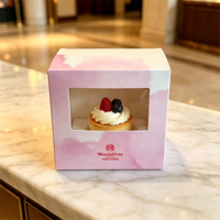 Boîte à gâteau individuelle personnalisée avec fenêtre, boîte à cupcakes en carton blanc laminé, boîte à dessert pour boulangerie d'hôtel cinq étoiles, vente en gros