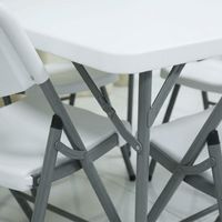 Table pliante carrée en plastique de 34 pouces, robuste, portable, blanche, en HDPE, pour pique-niques, fêtes et événements en plein air