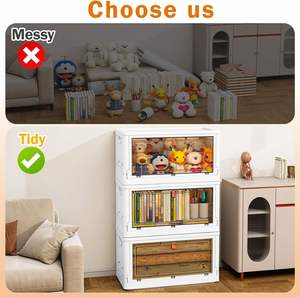 Foldable PP Plastic Storage <b>Boxes</b> Bins Lid 1-2L Capacity for <b>Clothes</b> Shoes Food-Multifunction Classic Design for Living Room - Product Image 4