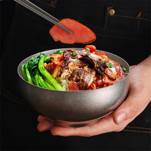 Rétro monocouche <span class=keywords><strong>en</strong></span> acier inoxydable bols à riz bol à Sauce <span class=keywords><strong>Mini</strong></span> marmite profonde Barbecue neige gris soupe fruits plats vaisselle - Product Image 3