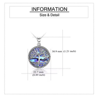 Collier Pendentif Cœur Arbre de Vie en Argent Sterling 925 avec Coquille d'Ormeau et Logo Personnalisé pour Femme – Vente en Gros