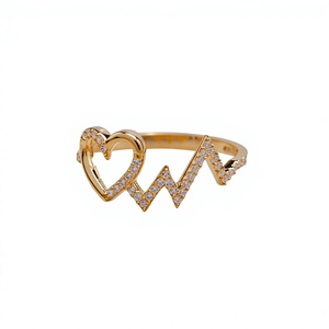 Yellow Gold Heartbeat Lab Grown Diamond <b>Open</b> <b>Ring</b> - Product Image 1