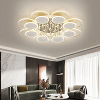 Plafonnier PM Nordic Creative Flower, style campagnard, simple, pour salon, chambre à coucher, rond, en cristal K9
