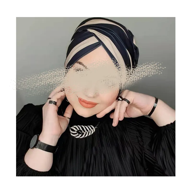 Vente en gros de turban musulman bonnet prêt à porter turban deux tons écharpe turquie malaisie femmes abaya hijab pour islamique