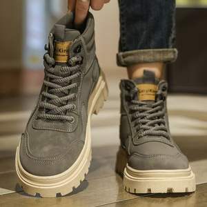 Men's <b>Ankle</b> <b>Boots</b> 2025 New <b>Winter</b> Thick-soled Hook and Loop Closure Tassel <b>Boot</b> Silk Upper Motorcycle Work <b>Boots</b> - Product Image 1