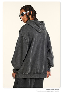 Ventes en gros de sweats à capuche unisexes surdimensionnés avec logo personnalisé brodé et embossé, design de boutons, streetwear, mode, confortables et décontractés - Product Image 5