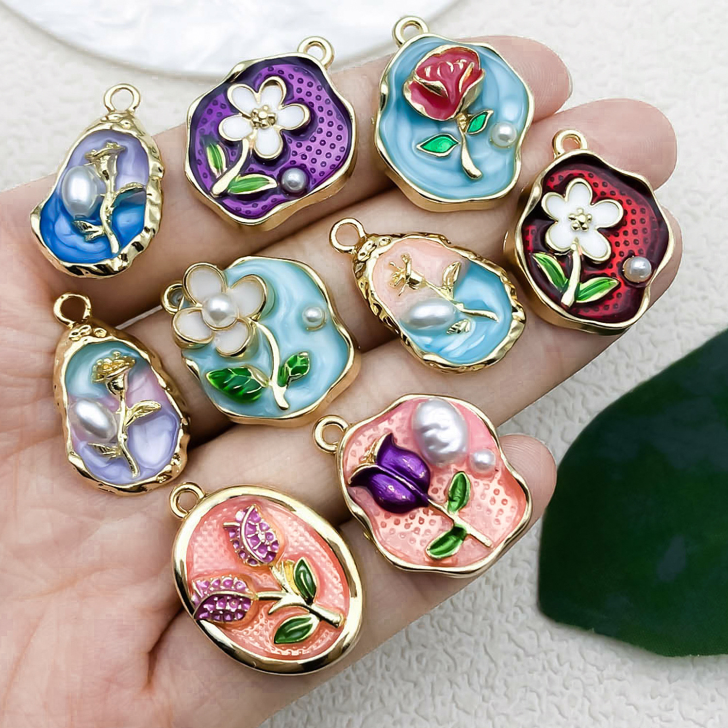 hand painted enamel charms