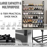 Étagère à chaussures empilable en métal noir robuste, double, 2 à 10 niveaux, gain de place, pour entrée, chambre, placard