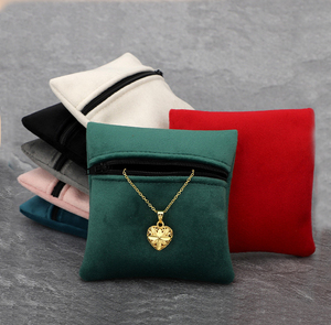 9.5x9.5cm Teal Zipper Velvet Jewelry Pouch Velvet <b>Small</b> Storage <b>Bag</b> Jewelry <b>Bag</b> for Necklace Ring Earring Jewelry Gift Packing - Product Image 1