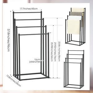 Factory New Modern Eco-Friendly 3-Layer Freestanding Steel <b>Towel</b> Drying <b>Rack</b> for Commercial Use Multifunction Bathroom - Product Image 2