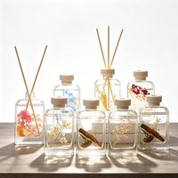 Vente en gros de flacons diffuseurs d'arômes en verre plat carré de 200 ml, imprimés à l'écran, transparents, portables, pour l'emballage d'aromathérapie