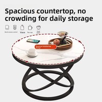 Table basse en pierre, design rond, style crème, plateau en dalle, pour salon, balcon, petit appartement, haut de gamme, nouveau modèle 2026