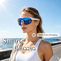 Lunettes de sécurité polarisées UV400 sans fil à dents bleues Lunettes de soleil intelligentes à la mode avec batterie externe Montures noir blanc or unisexe