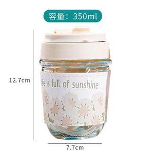 Vaso de vidrio de alta calidad con cadena de perlas, para el hogar, con doble pajita, para café, regalo, contenedor de agua - Product Image 6