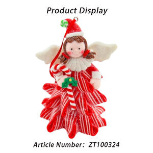 فتاة ملاك صغيرة لعيد الميلاد مصنوعة يدويًا بأجنحة متلألئة زينة دلاية لشجرة الكريسماس ملاك مع زينة هدايا حفلات حمراء - Product Image 4