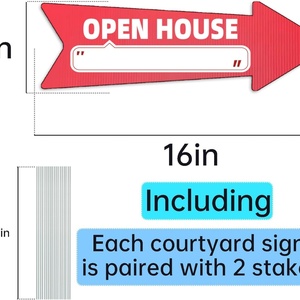 Open House Arrow Guide Sign for Real Estate Waterproof <b>Plastic</b> <b>Sheets</b> H Stake Customizable PP Yard Sign Open House Arrow Guide - Product Image 4