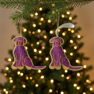 Purple Zari Embroidery Beaded Dog Pattern Hanging <b>Christmas</b> Tree Stand Style 1 Worldwide Supply India Stonecraft Accessories - Product Image 3