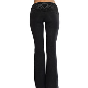 Pantalones Acampanados con Pedrería en Forma de Corazón Estilo Y2K para Mujer, Cintura Alta, Ajustados, Elásticos, Estilo Campana, Ropa de Calle Sexy, Pantalones Largos - Product Image 6