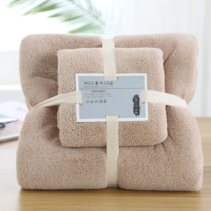 High Quality Towel set Soft Coral Fleece Bath Towel 70*140cm And Hair-drying Turban Towel 35*75cm