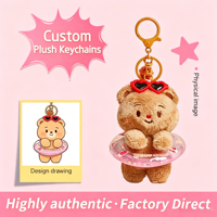 Porte-clés en peluche personnalisés, mignons, durables, en coton PP, rembourrés, de 0 à 10 cm, animaux de la ferme, jouets brodés, logo et couleur personnalisés en tissu