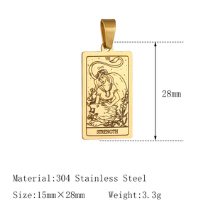 Abalorios de <span class=keywords><strong>Tarot</strong></span> cuadrados de Color dorado de 18 quilates, acero inoxidable, 22 Arcanos principales, colgantes de Justicia de la emperatriz del mago, fabricación de joyas - Product Image 2