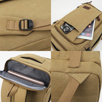 Sac à dos pour ordinateur portable en toile de haute qualité, grande capacité, multi-poches, tendance, pour hommes, idéal pour les voyages d'affaires et le travail au bureau.