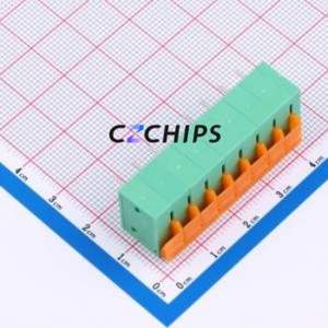MX142R-5.08-08P-GN01-Cu-A Spring Terminal Block Bent Lead Through Hole,P=5.08mm Connector 1x8P 5.08mm Green Right Angle Insert - Product Image 2