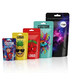 Custom Printed 3.5g Smell Proof Mylar Bags Food Grade Child Resistant Stand up Pouch for Dry Herb Storage - Product Image 1