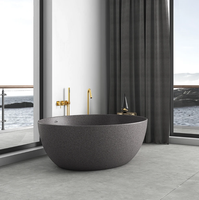 Baignoire autoportante ovale en pierre artificielle granulée, baignoire moderne pour la maison, l'hôtel, la villa