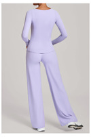Ensemble de yoga deux pièces moulant en Spandex/Nylon uni, taille haute, infroissable, séchage rapide, pour le sport et le fitness, collection Automne/Hiver Bare-Sense