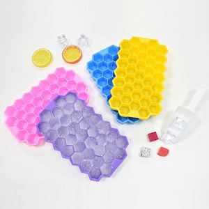 Honeycomb Silicone Ice <b>Cube</b> Tray 37 Cavities Pink Blue Yellow Purple Family Party Use - Product Image 1