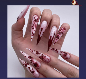 Faux Ongles Halloween en Gros Faits Main avec Logo Personnalisé, Design 3D Effrayant de Luxe en ABS, Certifiés CE, Forme Amande Trapézoïdale - Product Image 4