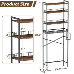 Étagère de rangement pour toilettes autoportante à 4 niveaux, design moderne et écologique, organisateur de salle de bain, économiseur d'espace - Product Image 5