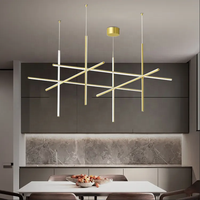 Moderne Simple Personnalisé Longue Combinaison Géométrique Petit Groupe Lustre Style Loft Chaud Pour Duplex Salon Show Room