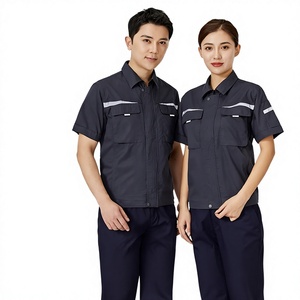 Conjunto <span class=keywords><strong>de</strong></span> Ropa <span class=keywords><strong>de</strong></span> <span class=keywords><strong>Trabajo</strong></span> <span class=keywords><strong>de</strong></span> <span class=keywords><strong>Verano</strong></span> para Hombre, <span class=keywords><strong>de</strong></span> Algodón, Manga Corta, para Talleres <span class=keywords><strong>de</strong></span> Reparación <span class=keywords><strong>de</strong></span> Automóviles, Transpirable, Resistente al Desgaste y a la Suciedad - Product Image 1