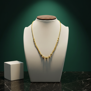 Collier élégant en or 22 carats avec perles décoratives et accents de pierres rouges, design traditionnel et moderne pour femmes - Product Image 2