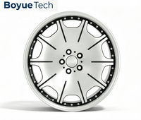 Jantes en alliage forgées monobloc 16-24'' à 6 branches, finition rivetée 2 pièces simulée, usinées argent/noir, entraxes 5x108 5x112 5x114.3 5x115 5x120 5x130