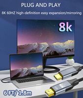 Neues 8k USB C zu Mini DP Kabel, USB C Thunderbolt 3 zu Mini DisplayPort Kabel Kompatibel für iPhone 15 16 Serie, Surface Book 2