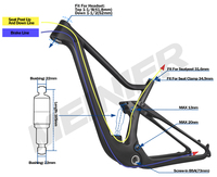 Rangka MTB Full Suspension Karbon 29er T1000, Rangka Sepeda Gunung 100mm Travel Boost 148x12 BSA