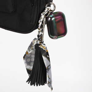 Fur Ball Tassels Macrame Scarf Keychain Decorate Silicone Protect Cover Cute Glossy <strong>Earphone</strong> case for airpods - Product Image 5