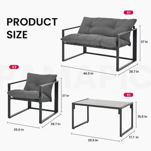 Modernes Komfortables Lounge-Set im <span class=keywords><strong>KD</strong></span>-Stil Stahl-Terrassenmöbel 4-teiliges Metall-Gartenmöbel-Set für Draußen - Product Image 3