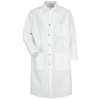 Blouse de laboratoire blanche en gros, à boutons-pression, 3 poches, manches longues, uniforme de travail pour laboratoire, usine alimentaire, boucher