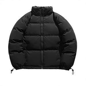 Unisex Hooded Puffer Jacket Solid Color Zipper Closure Windproof Anti-UV Eco-Friendly <b>Thick</b> Polyester Filling Casual <b>Winter</b> <b>Coat</b> - Product Image 2