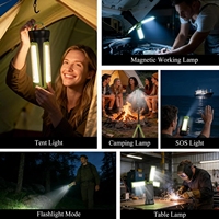 Lampe de travail LED télescopique solaire, projecteur de camping avec support pliable et perche extensible pour la chasse, le camping, la randonnée et la réparation