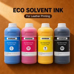 Encre éco-solvant flexible résistante aux UV GOOSAM pour cuir CMYK pour têtes d'impression i3200 i1600 4720, articles en cuir, empeignes de chaussures, sacs à main - Product Image 1