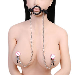 <span class=keywords><strong>O</strong></span>-<span class=keywords><strong>Ring</strong></span> Mordaça com Braçadeiras De Mamilo, Mordaça De Boca Aberta De Silicone ESCRAVO SEXY com Braçadeiras De Mamilo Ajustáveis - Product Image 1